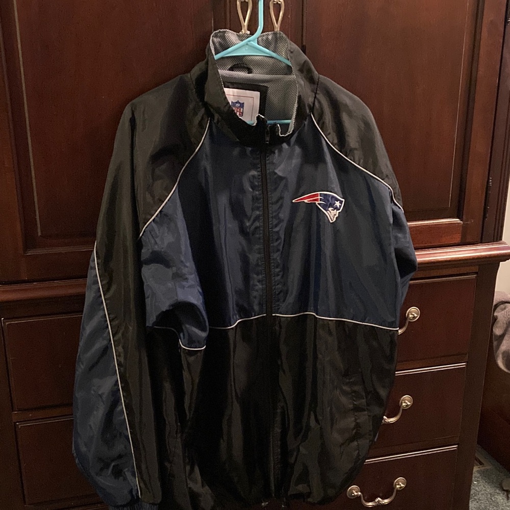 NFL Patriots Black and Navy Windbreaker